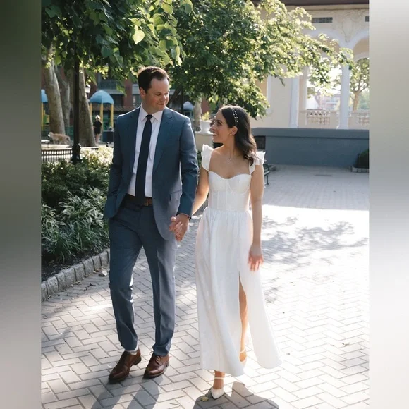 V. CHAPMAN VERA BUSTIER MIDI DRESS IN WHITE BAROQUE FLORAL - Picture 2 of 7